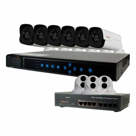 REVO AMERICA Ultra HD 16 Channel 3TB Network Video Recorder Surveillance System with 4 Megapixel 9 Bullet Cameras RU161T3GB6G-3T